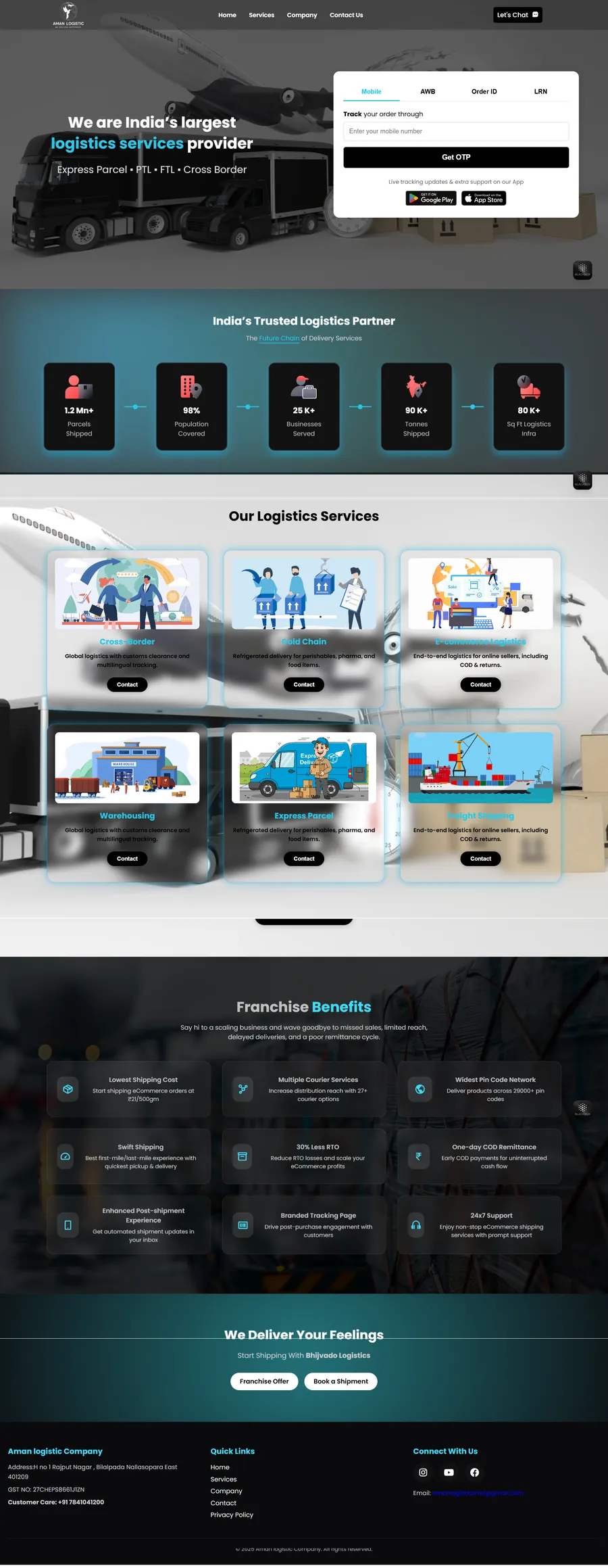 Aman Logistics Shipment Tracking Portal